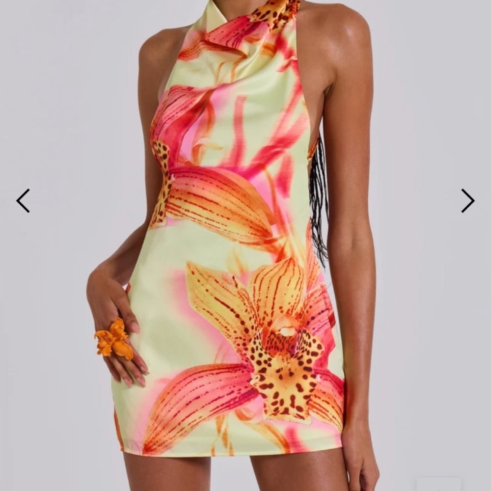 Jaded London Lucia Backless Mini dress with flower
